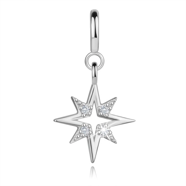 585 Fehérarany medál karkötőhöz - csillag tiszta cirkóniákkal, levehető 