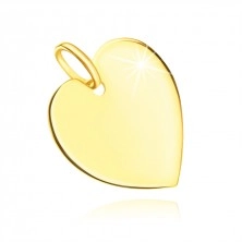 585 sárga arany medál - lapos, tükörfényes szív 