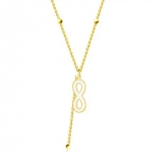 925 ezüst nyaklánc - arany színű, "Végtelen" szimbólum, vékony lánc, gyöngyök