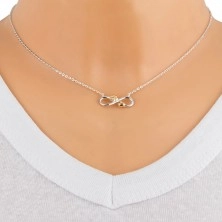 925 ezüst nyaklánc - Végtelen szimbólum, mancs és szív rózsa arany színben