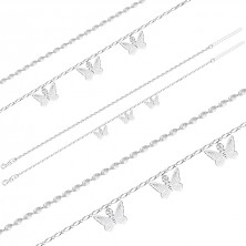 925 Ezüst dupla boka karkötő – pillangók, két lánc
