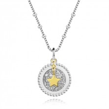 925 ezüst nyaklánc - kör, ezüst csillám, arany színű csillag