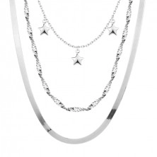  925 ezüst nyaklánc - három féle lánc, fényes csillagok, állítható