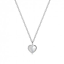 925 ezüst nyaklánc - szárnyas szív, cirkónia vonal, ovális láncszemekből álló lánc