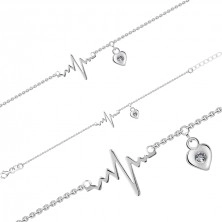 925 ezüst bokalánc - szívverés, szív, átlátszó cirkóniával