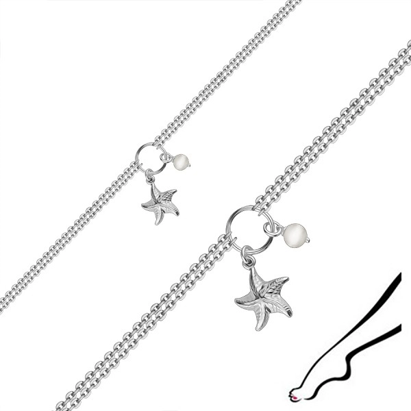 925 ezüst bokalánc - tengeri csillag, tenyésztett gyöngy, dupla lánc