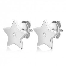 925 ezüst briliáns fülbevaló - ötágú csillag gyémánttal, stekkerzárral