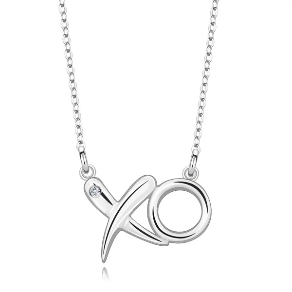 925 ezüst nyaklánc - átlátszó gyémánt, fényes X és O betűk