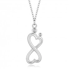 925 ezüst nyaklánc - briliánsok, szív, végtelen szimbólum