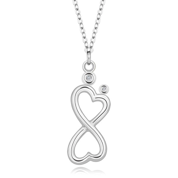 925 ezüst nyaklánc - briliánsok, szív, végtelen szimbólum