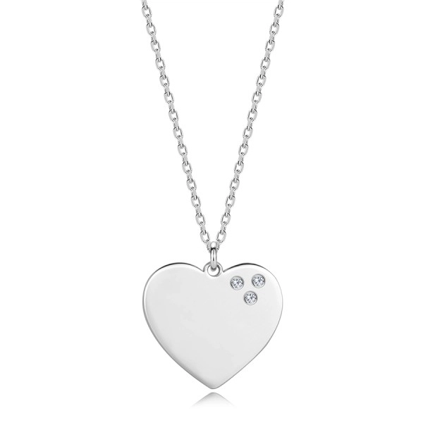 Briliáns nyaklánc 925 ezüstből - lapos szív, három átlátszó gyémánttal