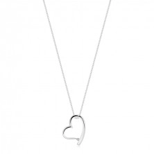 925 ezüst nyaklánc - átlátszó briliáns, aszimmetrikus szív, katonai lánc
