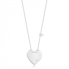 925 ezüst briliáns nyaklánc - két menetes szív, kerek gyémánt