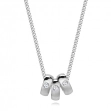 Gyémánt nyaklánc 925 ezüstből - három gyűrű átlátszó briliánsokkal