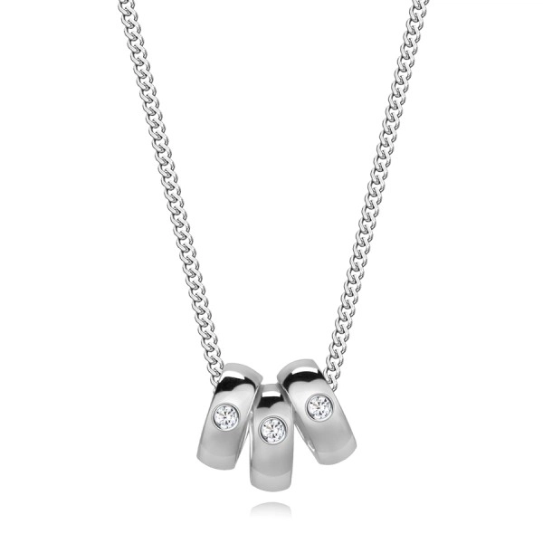 Gyémánt nyaklánc 925 ezüstből - három gyűrű átlátszó briliánsokkal