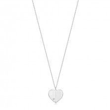 Gyémánt nyaklánc 925 ezüstből - szív magasított oldalakkal, kerek briliánssal