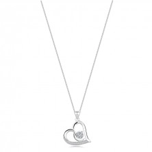 925 Ezüst nyaklánc – aszimmetrikus szív, félhold, kerek cirkóniák