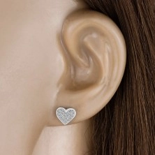 925 Ezüst fülbevaló – szimmetrikus szívek, átlátszó cirkóniák