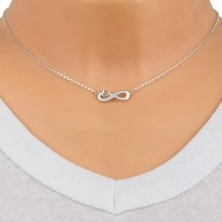 925 Ezüst nyaklánc – Végtelenség szimbólum szívkontúrral, átlátszó cirkóniákkal