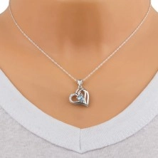 925 ezüst nyaklánc - aszimmetrikus szív a váll egy részével, világoskék szív cirkónia 