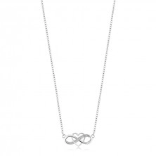 925 ezüst nyaklánc – a végtelenség szimbóluma, vékony szív körvonal, átlátszó cirkóniák