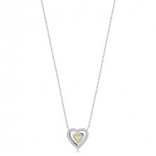 925 ezüst kéttónusú nyaklánc – szív váltakozó sima és strukturált vonalakkal