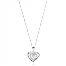 925 ezüst nyaklánc – hármas szív, szív alakú cirkónia, kerek cirkóniák