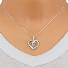 925 Ezüst nyaklánc – csavart vállú szív, átlátszó cirkónia szív