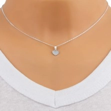 925 Ezüst nyaklánc – átlátszó cirkóniákkal díszített szív, sima szegély