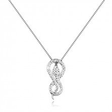925 ezüst nyaklánc - strukturált kígyó, amely végtelen szimbólummá tekeredik