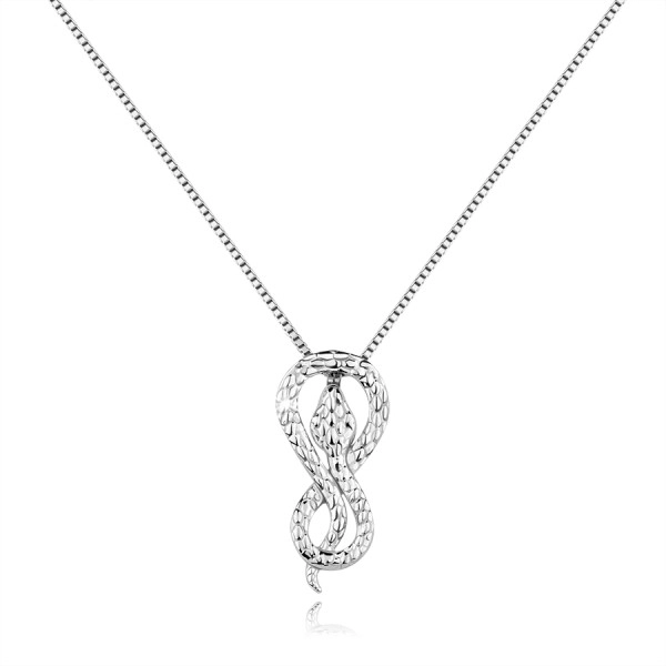 925 ezüst nyaklánc - strukturált kígyó, amely végtelen szimbólummá tekeredik