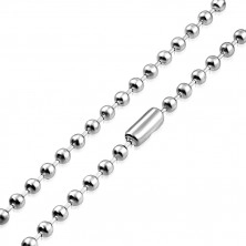 Sebészeti acél nyaklánc - fényes golyók, rövid pálcákkal összekötve, 6 mm
