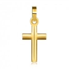 585 sárga arany medál - vallási szimbólum, fényes latin kereszt