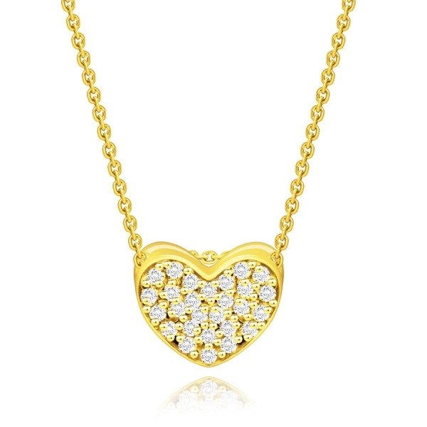585 sárga arany, gyémánt nyaklánc - szív átlátszó briliánsokkal