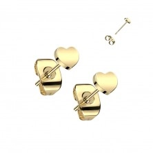 Titánium fülbevaló - lapos szívek, ezüst és arany színben, stekkerzárral