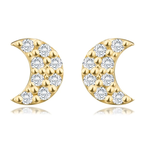 585 sárga arany fülbevaló - hold, minden fülbevalóban nyolc átlátszó gyémánttal
