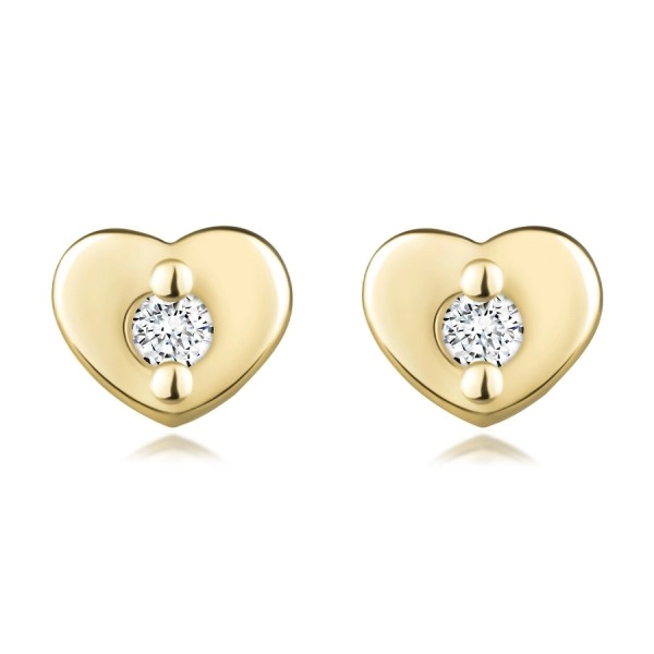 585 sárga arany gyémánt fülbevaló - szív briliánssal, stekkerzár
