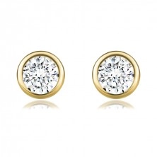 14K sárga arany gyémánt fülbevaló - kerek briliáns, stekkerzárral