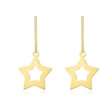 585 sárga arany lógós fülbevaló  - szimmetrikus csillagok, afrikai akasztóval