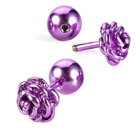 Tragus piercing - kinyílt rózsa - A piercing színe: Rózsaszín