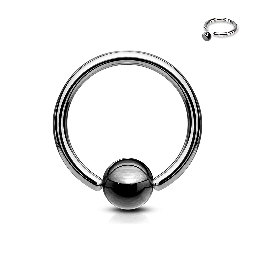Karika piercing füstös golyócskával - Méret: 1,6 mm x 32 mm x 5 mm