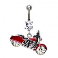 Köldök piercing - vörös Harley Davidson