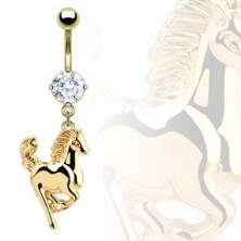 Köldök piercing - aranyló lovacska