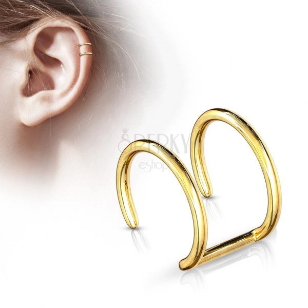 Sebészeti acél hamis fülporc piercing - kettős arany színű karika