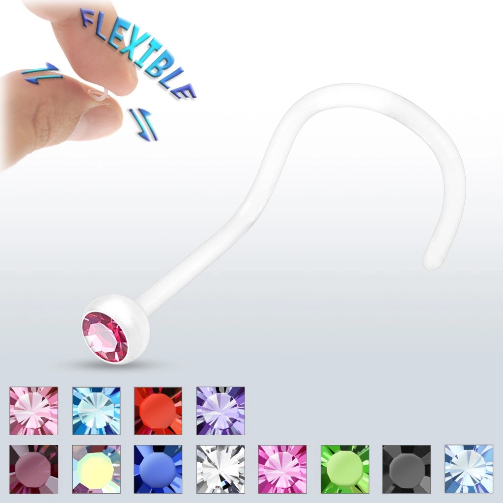 BioFlex orr piercing - tiszta, cirkóniával - A cirkónia színe: Fukszia - F
