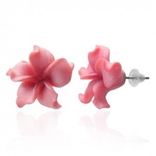 Fimo fülbevaló, virág - hullámos rózsaszín szirmok