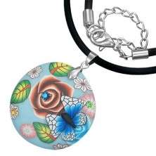 FIMO nyakék - kék kör, lepke, cirkónia, virág