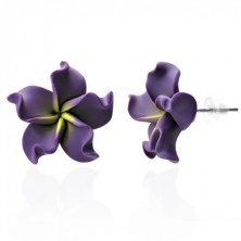 FIMO fülbevaló - lila virág