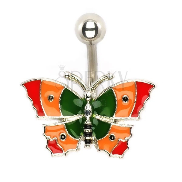 Köldök piercing - háromszínű pillangó
