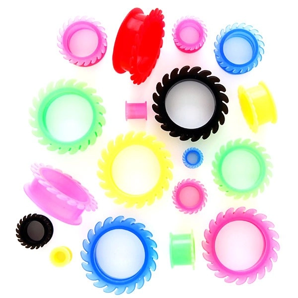 Fültágító alagút - műanyag lemezek - Vastagság: 14 mm, A piercing színe: Rózsaszín